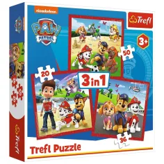 Paw Patrol: Srečni kužki 3 v 1 sestavljanka - Trefl