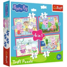 Peppa prašiček - 4 v 1 12,15,20,24 kosov puzzle - Trefl