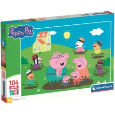 Peppa prašiček Veselo skakanje po lužah 104-delni maxi puzzle – Clementoni