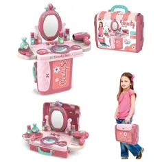 Pink prenosni lepotni komplet 3-v-1 v kovčku slika 2
