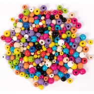 PlayBox: Barvne valjaste lesene kroglice različnih velikosti v paketu 300 kosov.