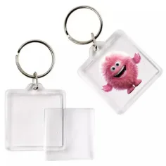 PlayBox: Prosojen kvadratni obesek za ključe 4x4cm 1kos