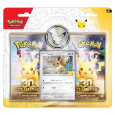 Pokémon TCG: 30. obletnica 2-pak blister – Dvojno širok (Eevee promocija + Pikachu kovancek)