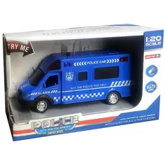 Minibus z lendnimi kolesi policije s svetlobnimi in zvočnimi efekti v razmerju 1/20