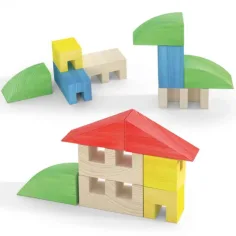 Quercetti: ToyTown Basic 15-delna lesena gradbena igrača slika 3