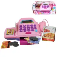 Roza elektronska blagajna z lučko in zvokom, igralni denar 25 x 14 cm