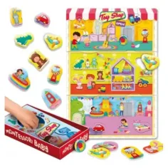 Sestavljanka z vstavljanjem oblik za razvijanje spretnosti Montessori: Baby Box - Moje igrače slika 2