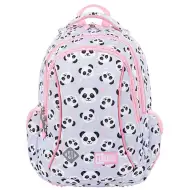 Šolska torba, nahrbtnik s tremi predelki St.Right Grey Panda roza-sive barve z motivom pande 39x27x1
