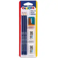 Šolski komplet 3 svinčniki, 2 radirki, 1 šilček - Carioca