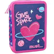 Space Heart: Zložljiva roza in vijolična napolnjena perersnica na dveh nivojih 15 x 21 x 5 cm