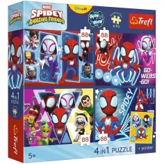 Spidey in prijatelji - 4 x 88 delni Premium Plus Kids puzzle - Trefl