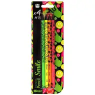 Spirit: Črni trikotni HB grafitni svinčnik z motivom odtisa dlani, z radirko 4-delni komplet