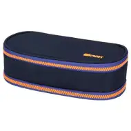 Spirit: Indigo modra ovalna peresnica z neon oranžno zadrgo 23 x 10cm