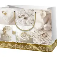 Srednje velika darilna vrečka 18x23x10cm s poročnim motivom