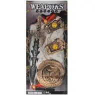 Srednjeveški meč s ščitom in ščitnikom za roke 4-delni komplet