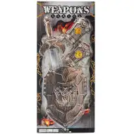 Srednjeveški meč s ščitom in ščitnikom za roke