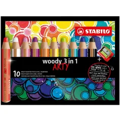 Stabilo Woody 3in1 ARTY barvni svinčnik set 10 kosov