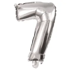 Številna folijska balon v srebrni barvi – številka 7 86cm