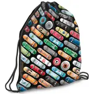 Telovadna vrečka, športna vrečka Ars Una: Rollin Mania motiv rolk črna 32 x 42 cm