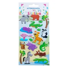 The Littlies: 3D pufasta nalepka set džungelskih živali 10x22cm na listu