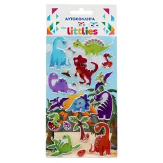 The Littlies: Set 3D pufastihov s dinosaure na listu 10x22cm
