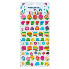 The Littlies: Srčkani pikasti vzorci 3D puhasti nalepkasti set 10x22cm na listu