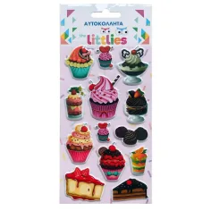 The Littlies: Sladki 3D puhasti nalepkasti set na listu 10x22cm