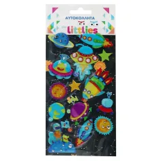 The Littlies: Astronavt 3D pufasta nalepka set 10x22cm na listu