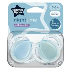 Tommee Tippee: Nočna 2-delna fluorescenčna ortodontska dude set v več različicah (0-6 mesecev)