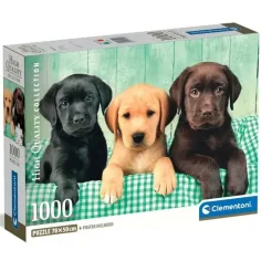 Tri mali labradorji 1000 delni HQC puzzle s plakatom - Clementoni