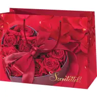 Velika darilna vrečka 26x14x33cm z vrtnicami in napisom "Szeretettel"