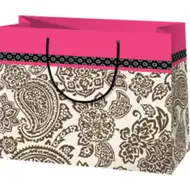 Velika darilna vrečka 27x14x33cm z roza obrobami