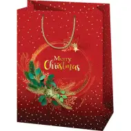 Velika rdeča darilna vrečka 27x14x33cm Merry Christmas