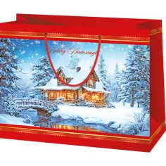 Vesel Božič hiška z vzorcem velika darilna torba 26x13x33cm