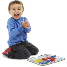 Vozila debela lesena oblikovna sestavljanka 9 elementov - Melissa & Doug slika 2