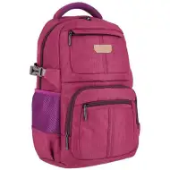 Zaobljena šolska torba, nahrbtnik s štirimi predelki Spirit: Etty slezove barve 45 x 35 x 18 cm