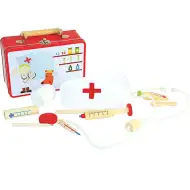 Zdravniška torba z lesenimi dodatki