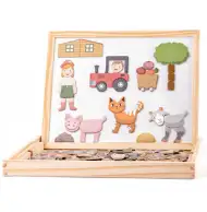 Živalska dvostranska magnetna tabla komplet z lesenim okvirjem - Woodyland