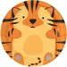 8-delni komplet papirnatih krožnikov z vzorcem tigra, premera 23 cm.