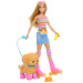 Barbie komplet za sprehajanje psov na rolerjih - plavolasa punčka - Mattel