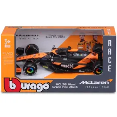Bburago: McLaren MCL38 Miami Grand Prix 2024 dirkalnik F1, kovinski model avtomobila v merilu 1:43 (Oscar Piastri #81) slika 1