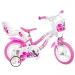 Flappy 12” otroško kolo s košarico in sedežem za punčko v roza-beli barvi - kolo Dino Bikes