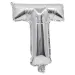Folija balon v obliki črke v srebrni barvi – črka T 32 cm