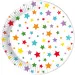 Komplet papirnatih krožnikov z zvezdami, 8 kosov, premera 23 cm.