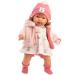 Llorens: Carla, 42 cm jočeča lutka z dudo v kapici s srčki