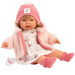 Llorens: Carla, 42 cm jočeča lutka z dudo v kapici s srčki