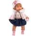 Llorens: Carla, 42 cm visoka jočeča lutka z dudkom v modrem krilu