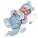 Llorens: Dojenček Talo Sonrisas, 44 cm, z zvokom, v modri kapucarici.