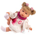 Llorens: Júlia, 42 cm velika jočeča lutka z dudo v krilu z mašno