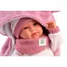 Llorens: Mimi 42 cm jokajoča dojenček z roza spalno vrečo z medvedjimi ušesi